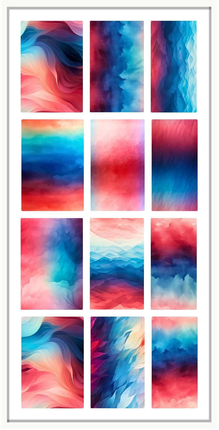 red white and blue abstract of alcohol ink patterned waterslide nail decals