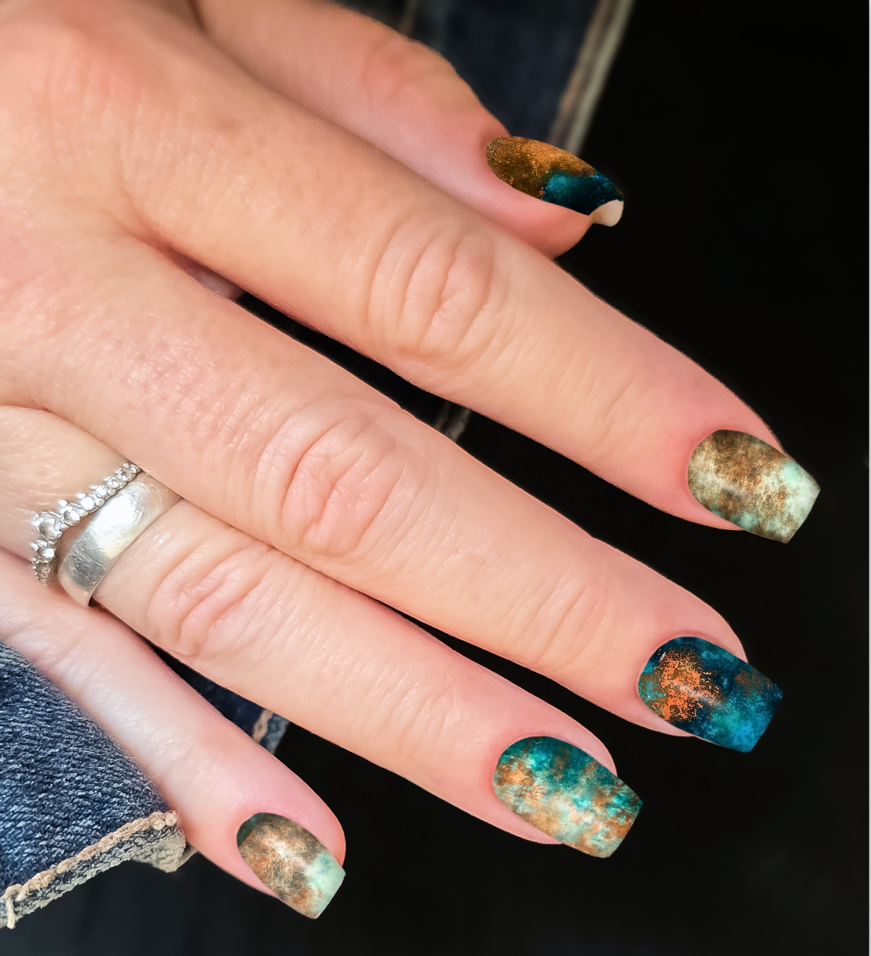Waterslide Nail Decals | TURQUOISE & COPPER COLLIDE