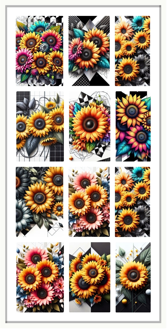 Waterslide Nail Decal | GEOMETRIC SUNFLOWER