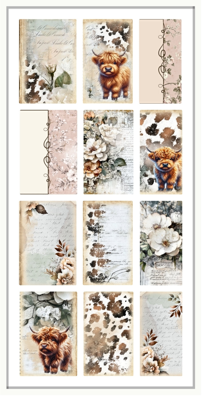 HIGHLAND BLOOMS | Cows Print &amp; Floral Waterslide Nail Decals