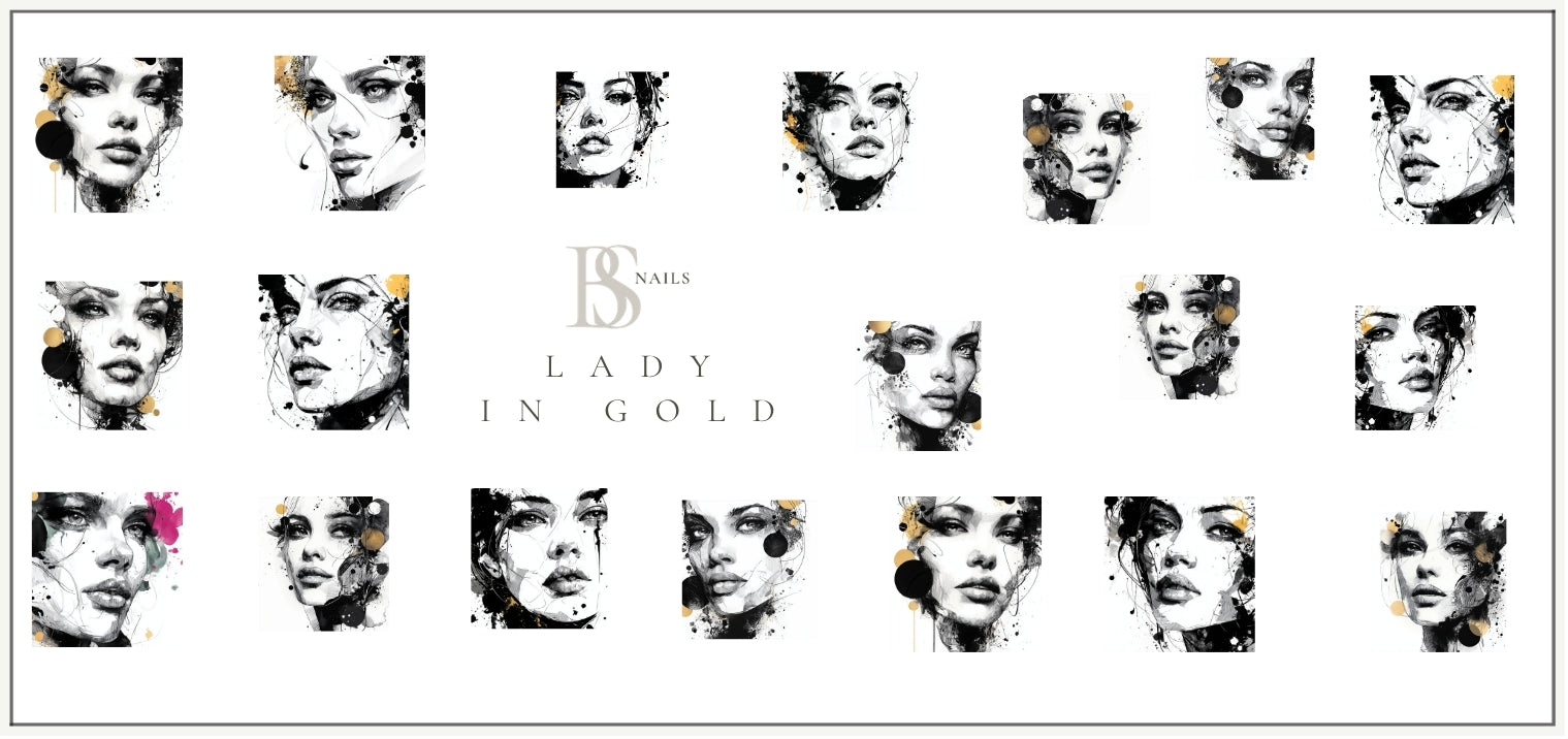 Waterslide Nail Decal | LADY IN GOLD