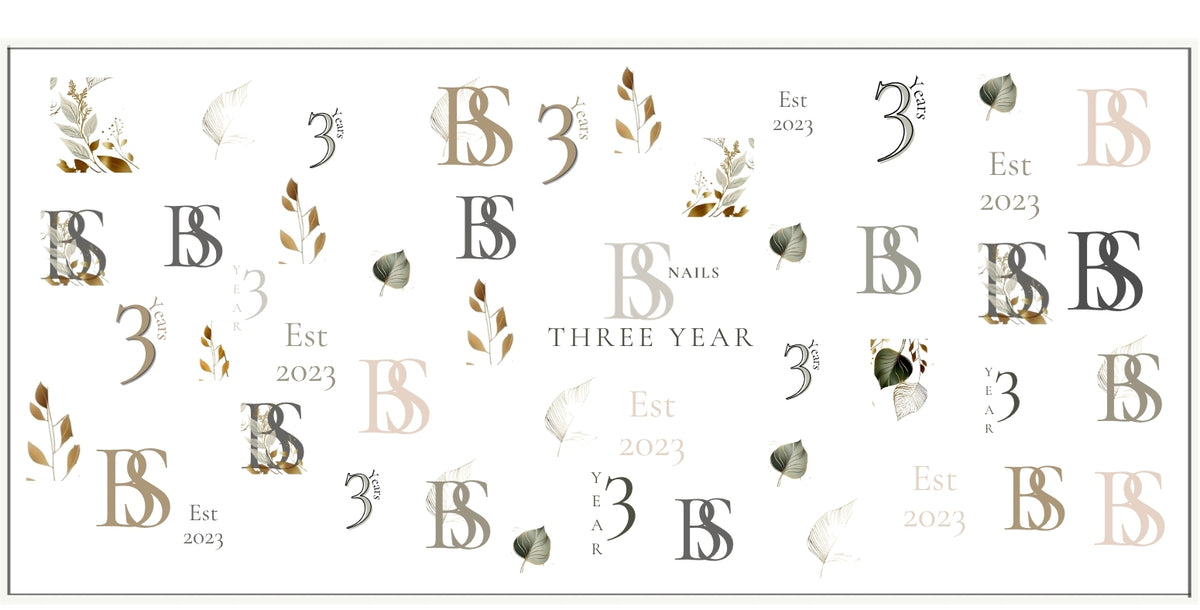 Waterslide Nail Decal | THREE YEAR