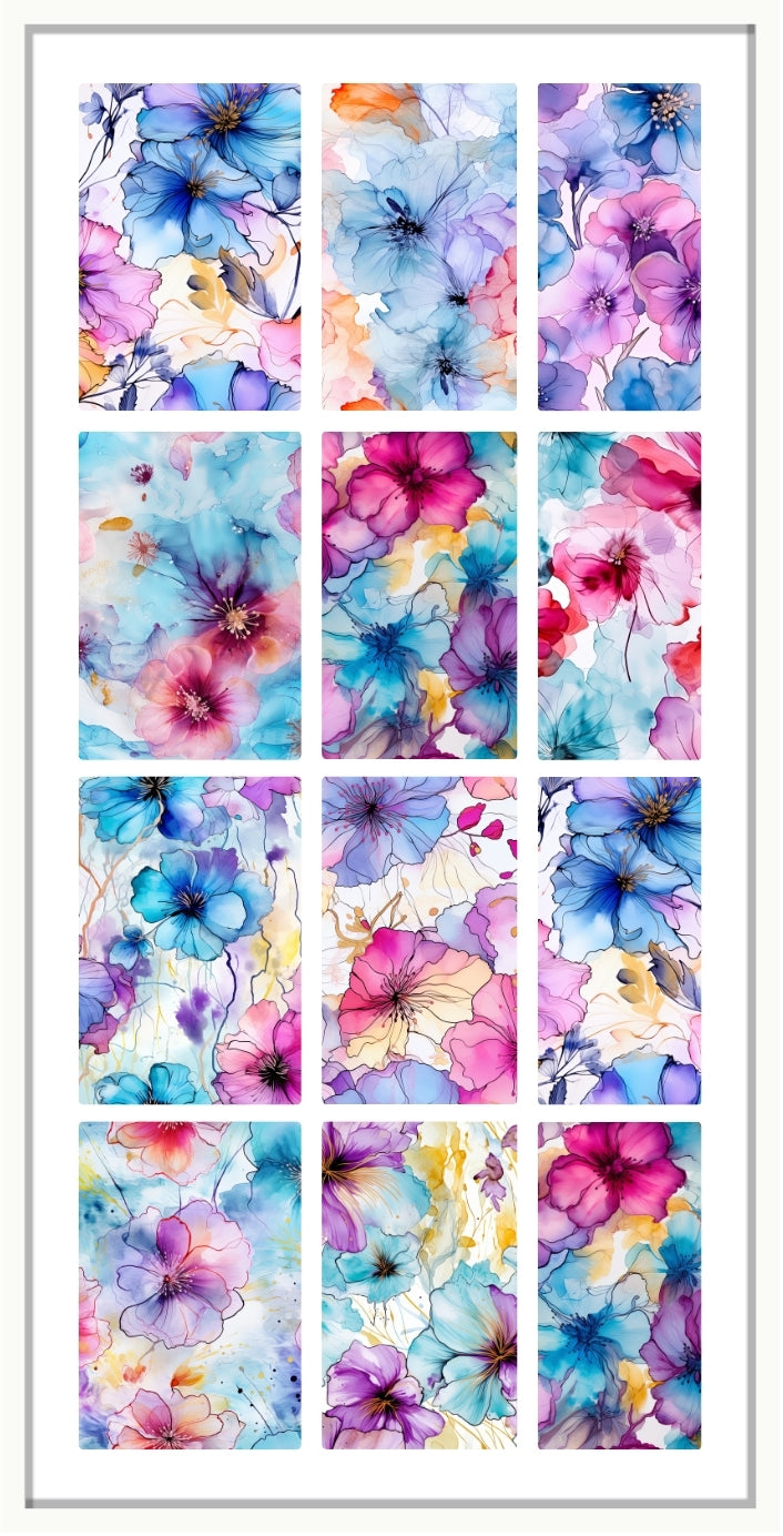 Waterslide Nail Decal | ALCOHOL INK FLORAL