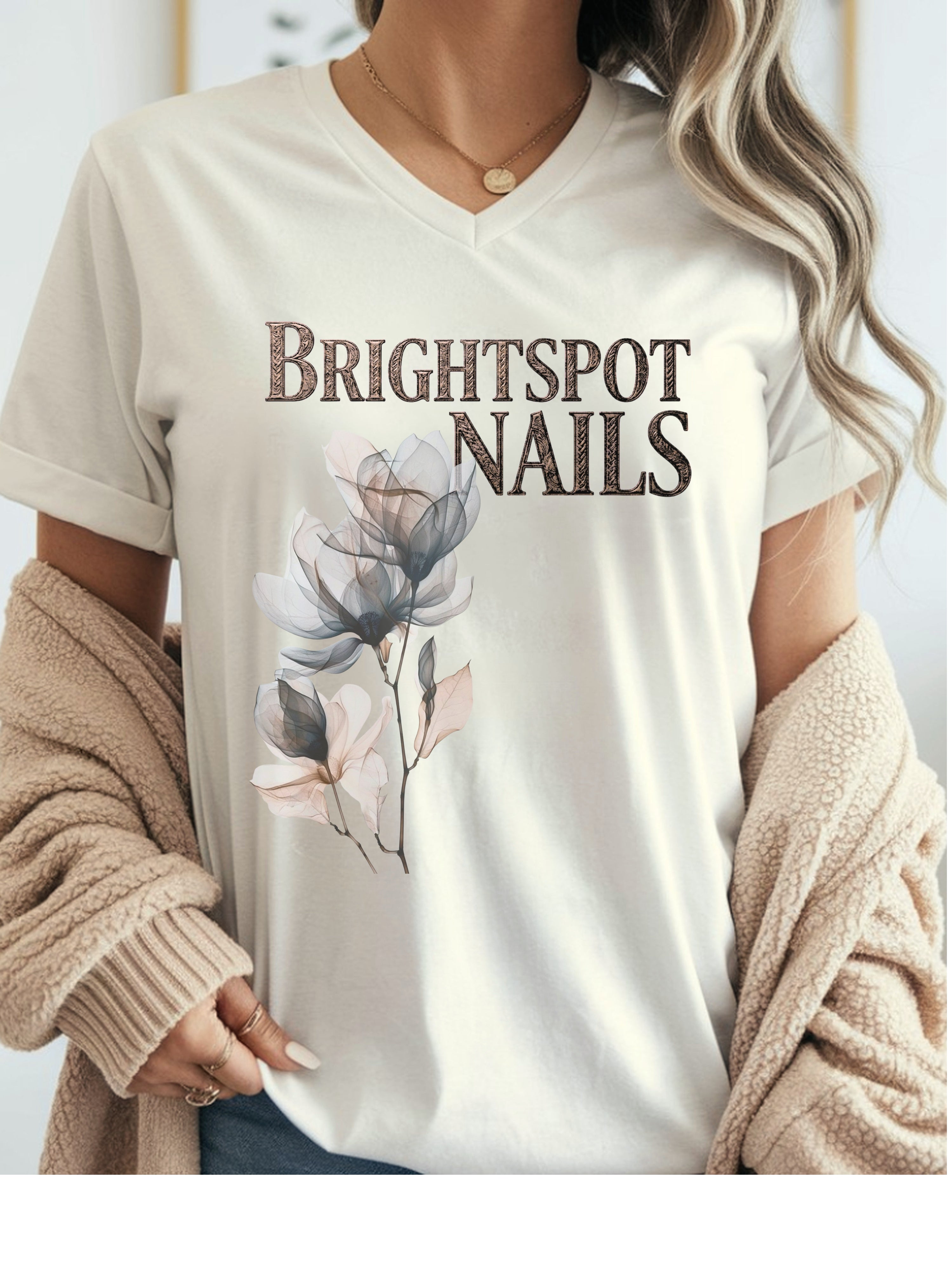 BRIGHTSPOT NAILS FLORAL | Womans V-Neck