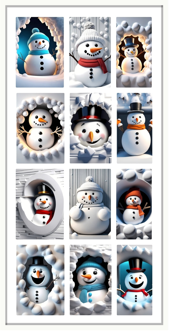 Waterslide Nail Decals 3D SNOWMAN