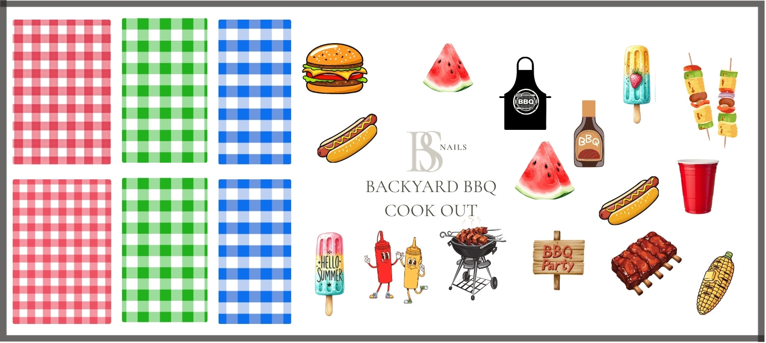 Waterslide Nail Decal | BACKYARD BBQ COOK OUT