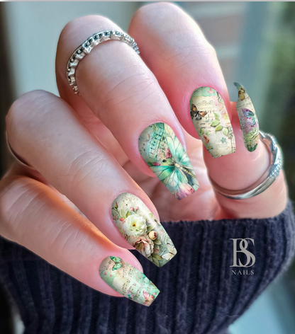MELODY IN MOTION | Butterfly &amp; Botanical Waterslide Nail Decals