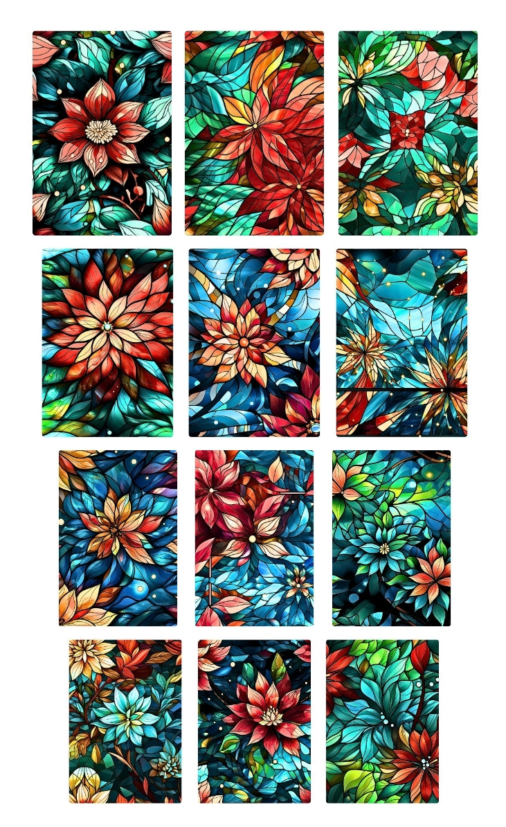 Stain Glass Winter Floral